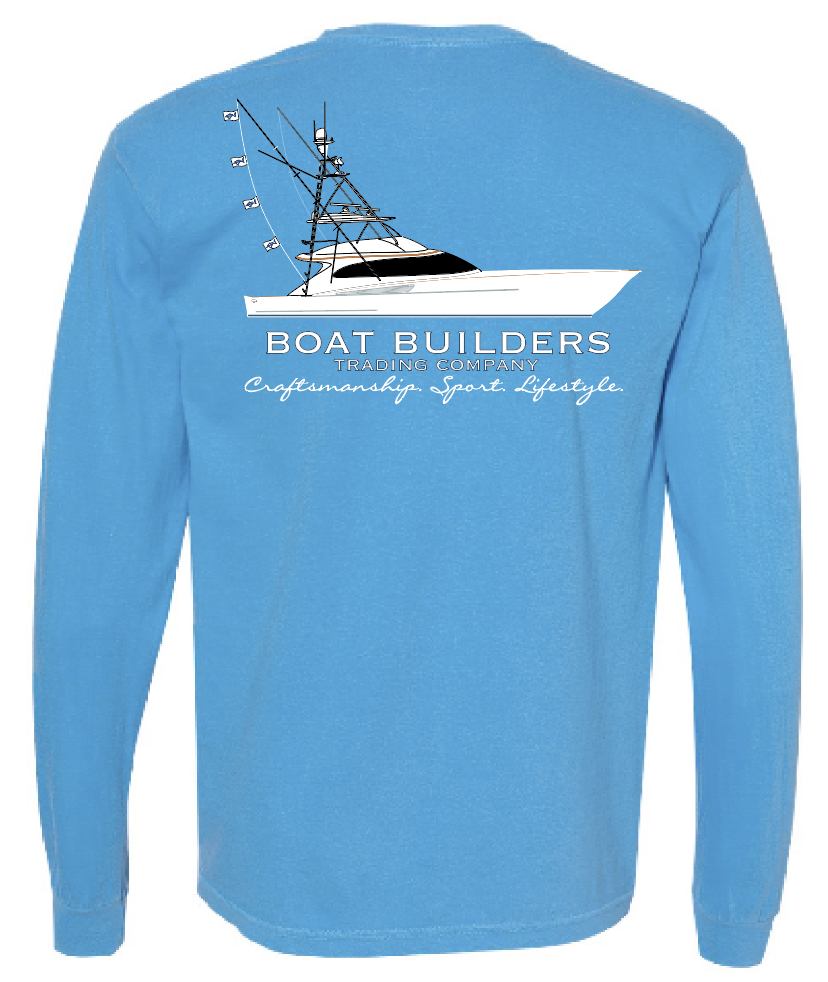 Boat Builders Trading Custom New Jersey Sportfish - Long Sleeve 2XL / Caribbean Blue