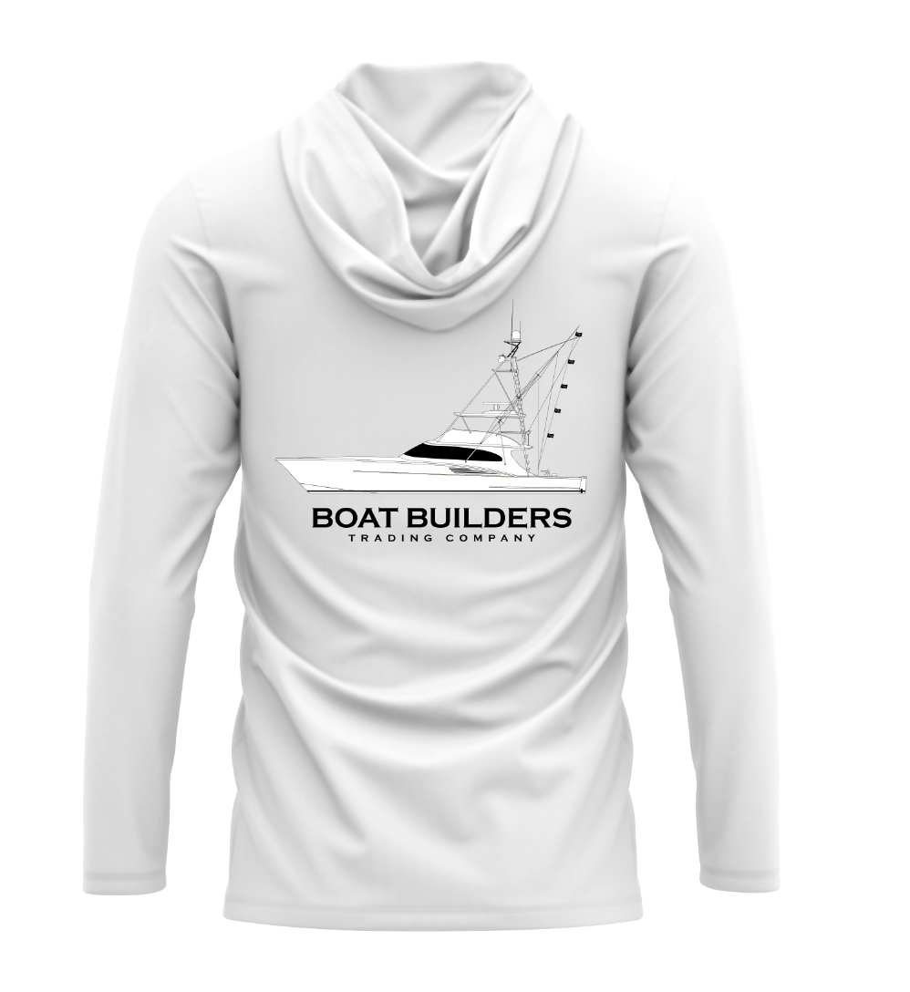 Boat Builders Trading  Hooded Performance Long Sleeve - Black and White