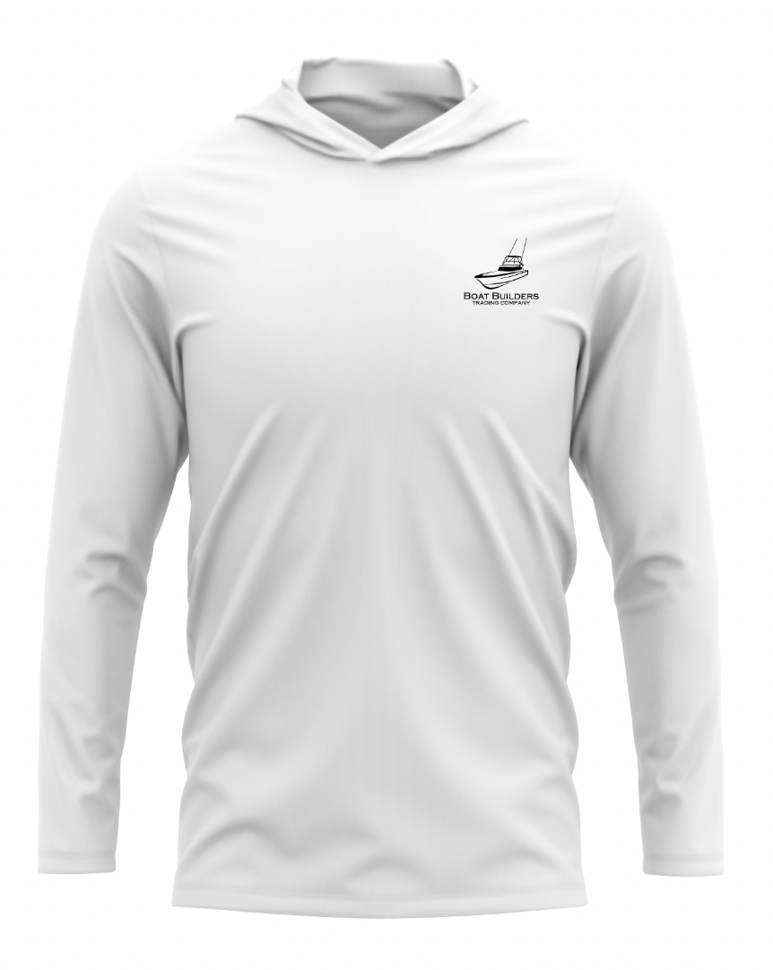 Boat Builders Trading  Hooded Performance Long Sleeve - Black and White