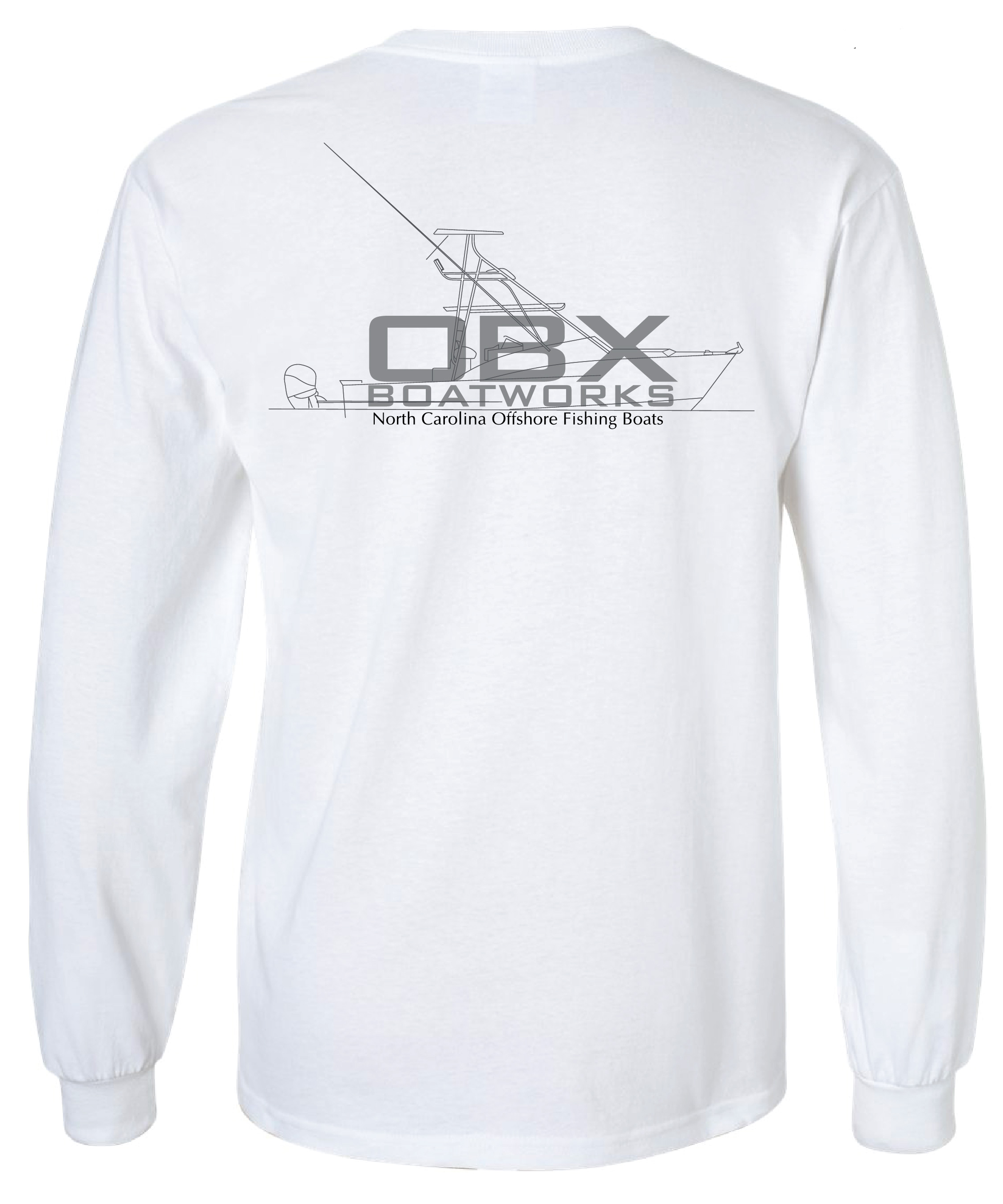 OBX Boatworks Line Drawing Long Sleeve T-shirt - White