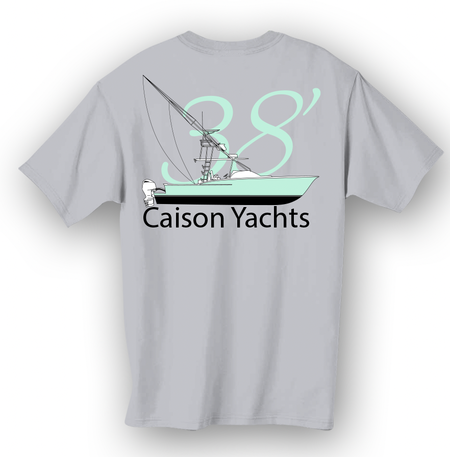 Caison Yachts 38' Line Drawing - Grey/Seafoam Hull