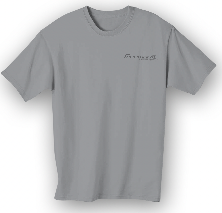 Freeman Boatworks Short Sleeve Hull Grey shirt with Charcoal logo
