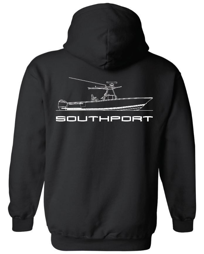 Southport Boats Custom Fleece Hooded Sweatshirt - Black