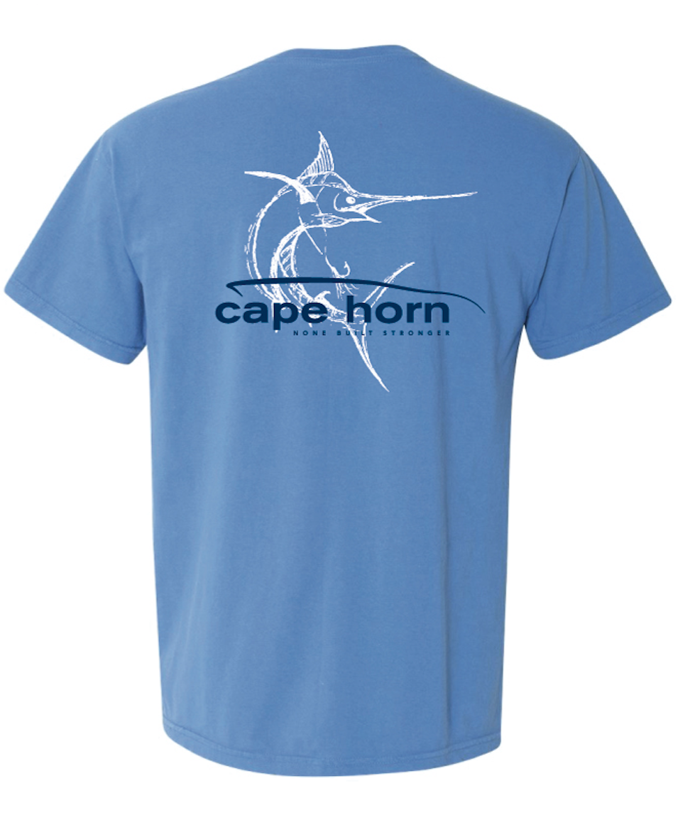 Cape Horn Marlin Design Cotton Shirt - Marine Blue