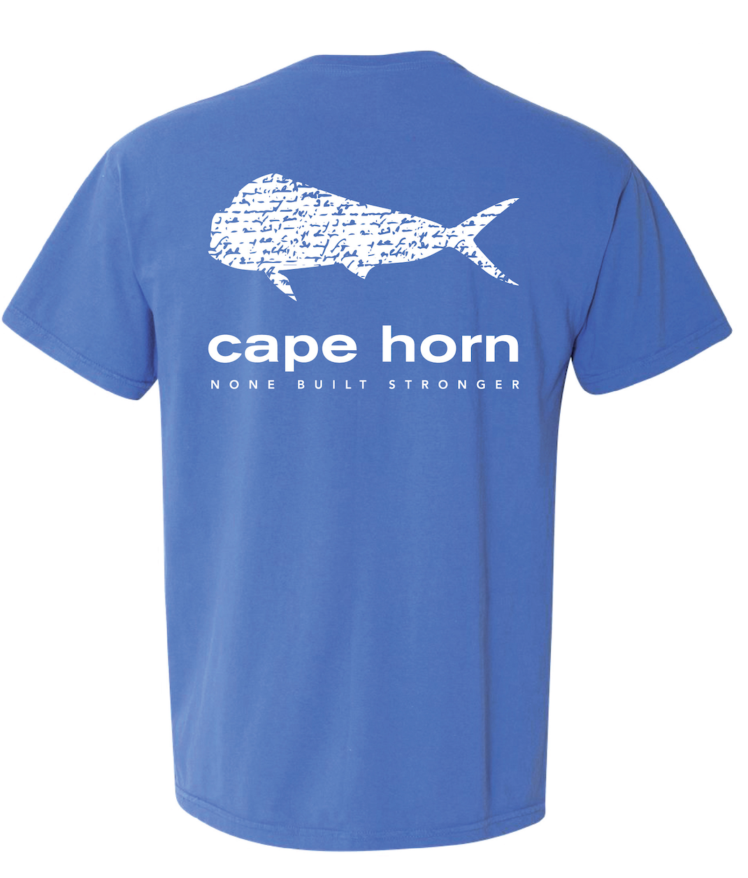 Cape Horn Mahi Script Design Cotton Shirt - Marine Blue