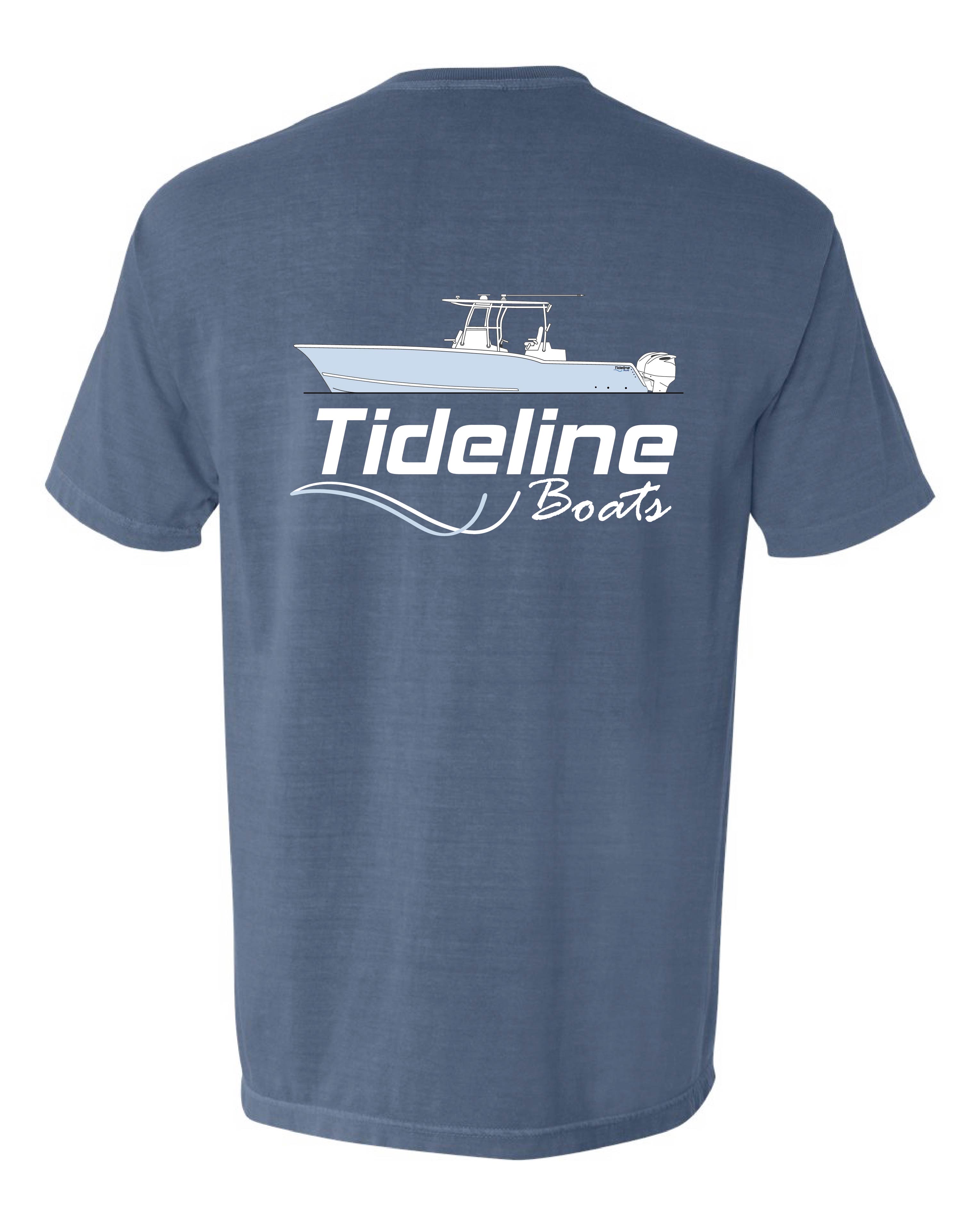 Tideline Boats - Line Drawing - Blue Short Sleeve Shirt